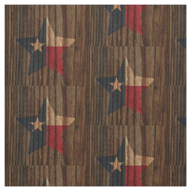 Tissu Étoile de drapeau du Texas sur le thème en bois (Échantillon)