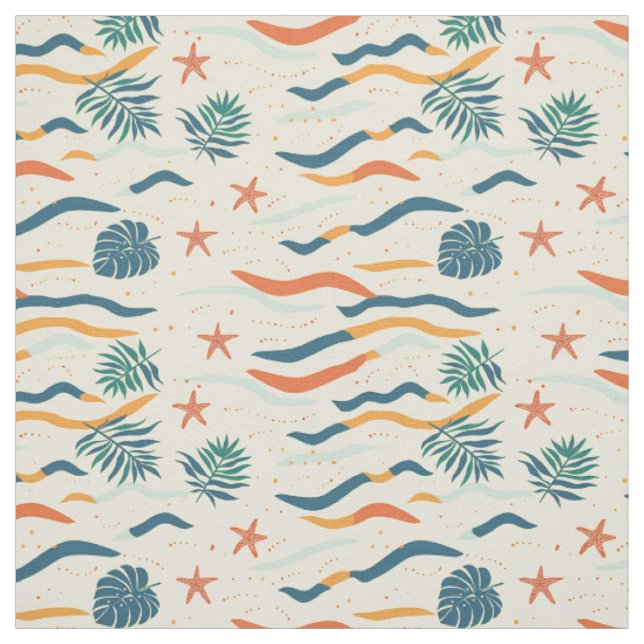 Tissu Étoile de mer rétro côtière (Échantillon)