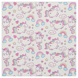 Tissu Étoile et nuage magiques d'arc-en-ciel de licorne