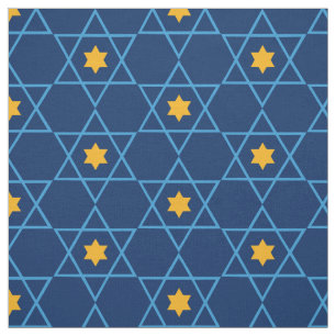 Tissu Étoile juive de David Motif Bleu