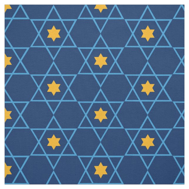 Tissu Étoile juive de David Motif Bleu (Échantillon)