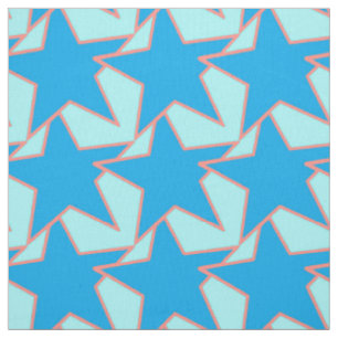 Tissu Etoile moderne géométrique - cerulean et bleu ciel