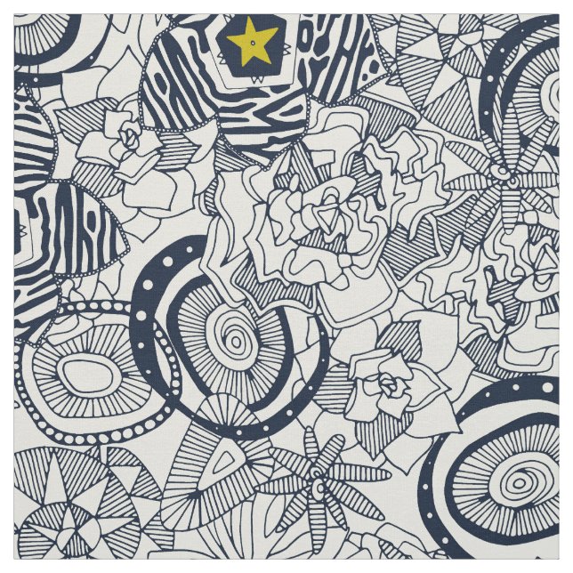 Tissu étoile succulente ivoire chartreuse (Échantillon)