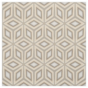 Tissu Etoiles Beige Brown géométrique Retro Cubes Motif
