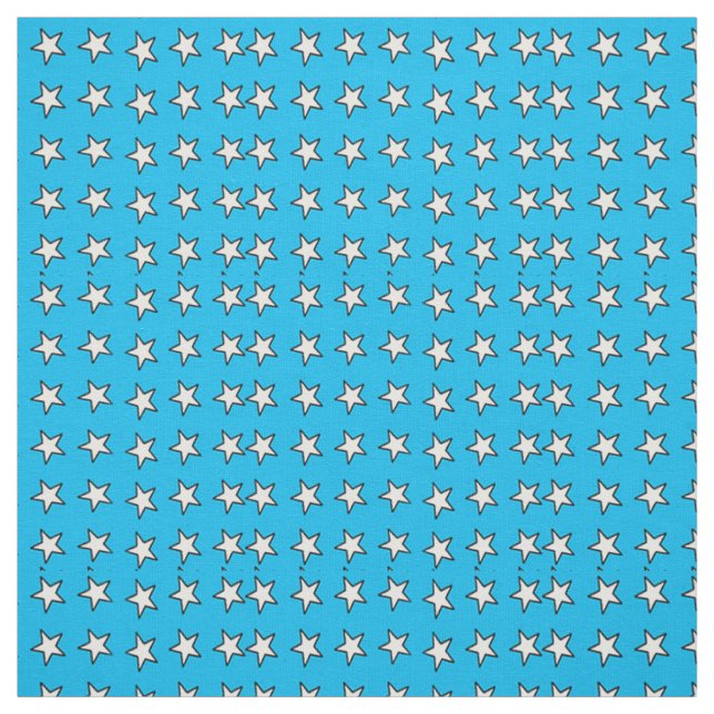 Tissu Étoiles Blanches Sur Bleu (Échantillon)