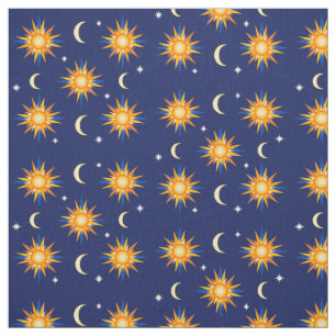 Tissu Étoiles de lune de Sun cousant le matériel bleu 
