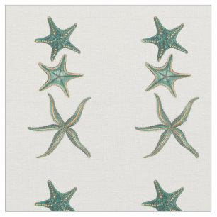 Tissu Étoiles de mer triples bleu vert