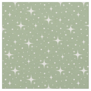 Tissu Étoiles et Points sur Fond Vert Sauge