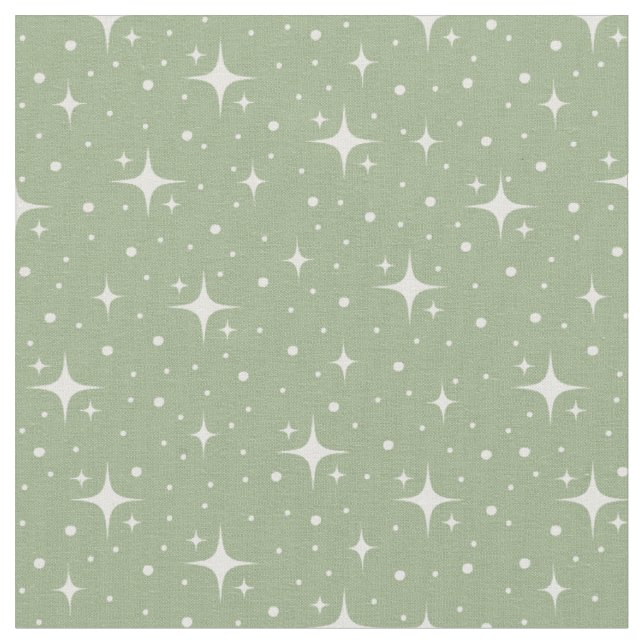 Tissu Étoiles et Points sur Fond Vert Sauge (Fermer)