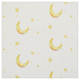 Tissu étoiles lune du croissant jaune