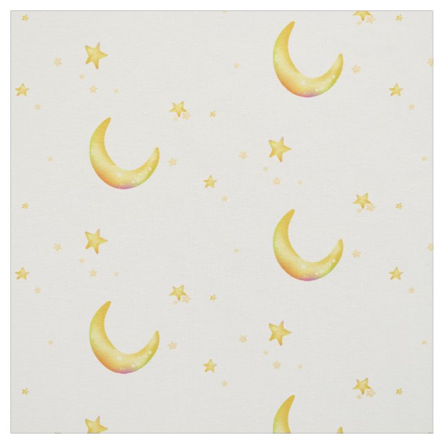 Tissu étoiles lune du croissant jaune (Échantillon)