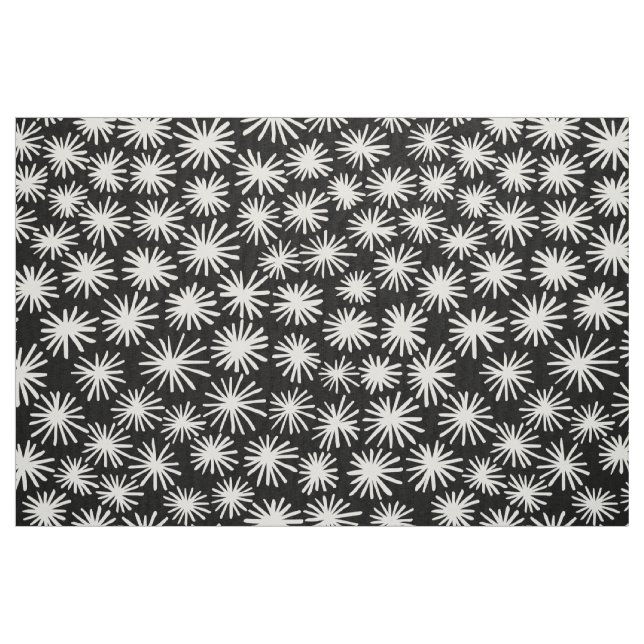 Tissu Étoiles Motif - Blanc sur noir (Fat Quarter)