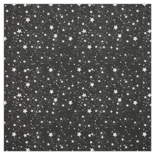 Tissu Étoiles noires et blanches dispersées