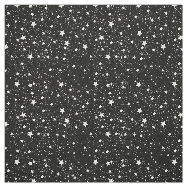 Tissu Étoiles noires et blanches dispersées (Échantillon)