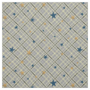 Tissu Etoiles or et bleu sur un arrière - plan gris à da