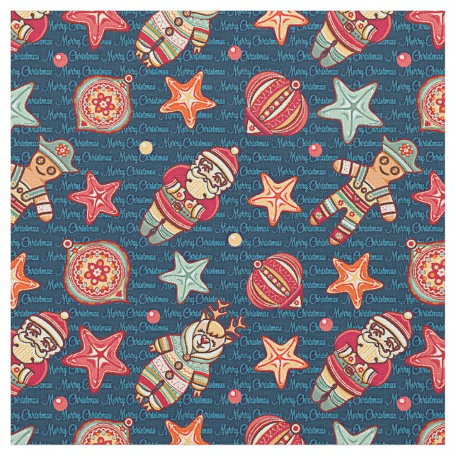 Tissu Étoiles Père Noël de Noël & plus (Fermer)