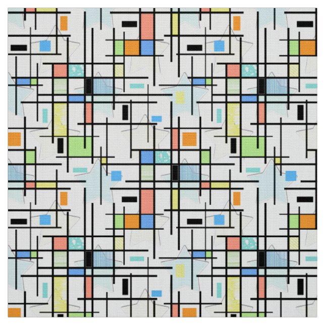 Tissu Étoiles sur un arrière - plan à damiers. (Échantillon)