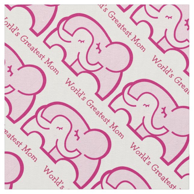 Tissu Étreinte d'éléphant graphique maman motif rose (Fermer)