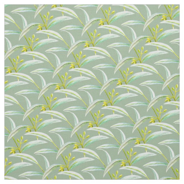 Tissu Eucalyptus feuille aquarelle art (Échantillon)