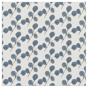 Tissu Eucalyptus verdoyant bleu aquarellisé à la main