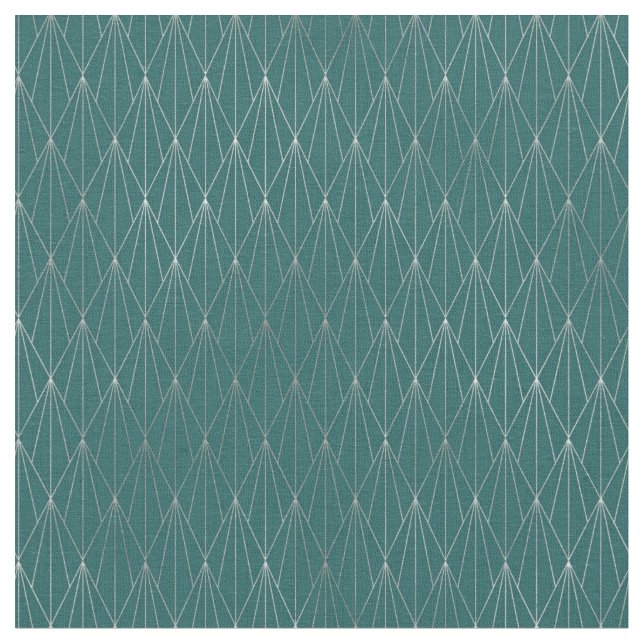Tissu Éventail diamant argent sarcelle Art déco (Fermer)