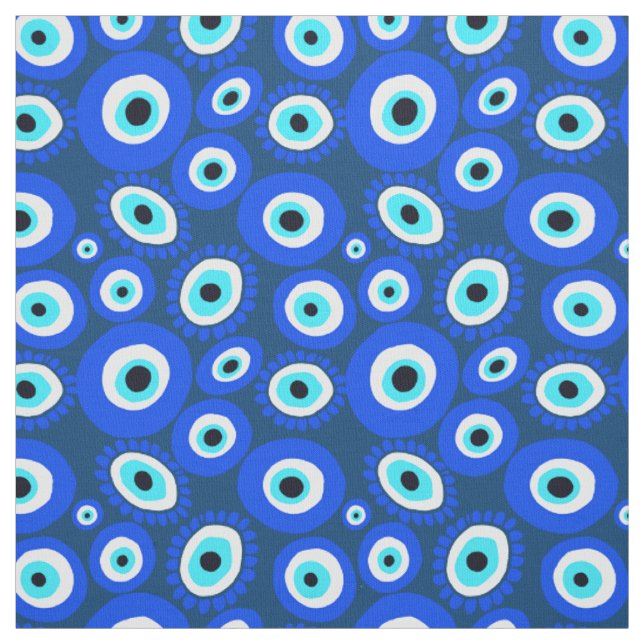 Tissu Evil oeil Méditerranée Bleu Bleu Yeux Motif (Échantillon)