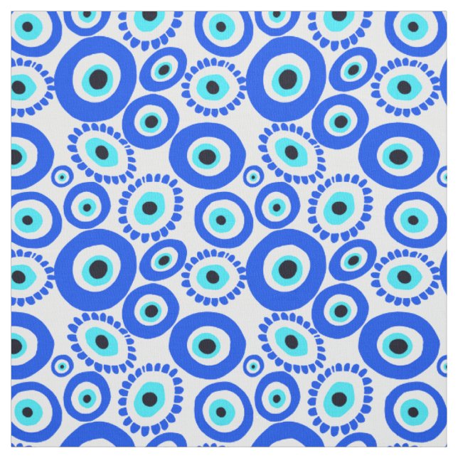 Tissu Evil oeil Méditerranée Bleu Bleu Yeux Motif (Échantillon)