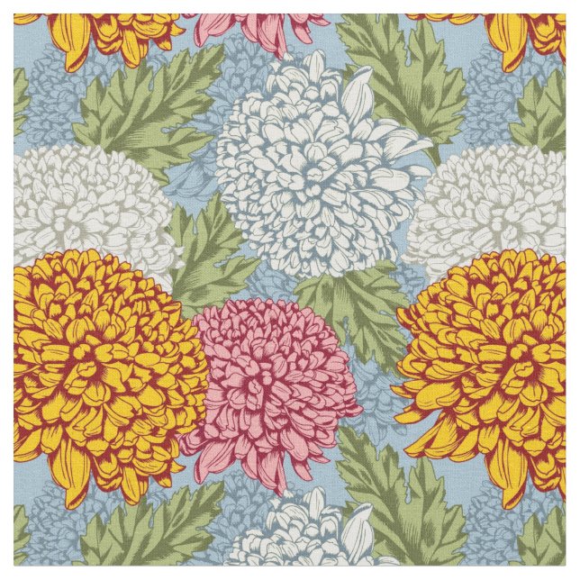 Tissu Excellent motif avec des chrysanthèmes (Fermer)