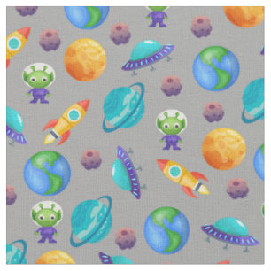 Tissu Explorateurs spatiaux sur Grey