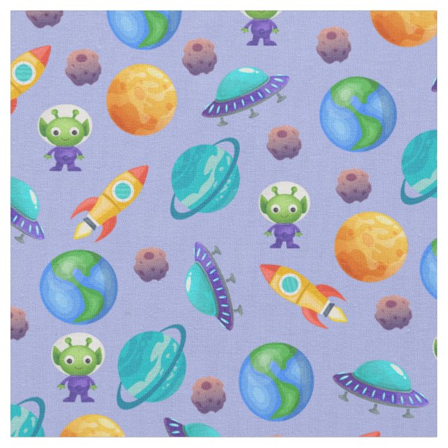 Tissu Explorateurs spatiaux sur le bleu clair (Fermer)
