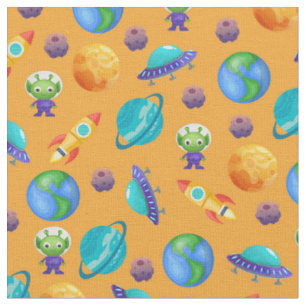 Tissu Explorateurs spatiaux sur Merigold Orange