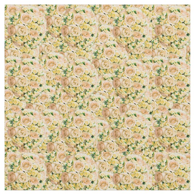 Tissu Explosion de fleurs de bouquet de rose jaune (Fermer)