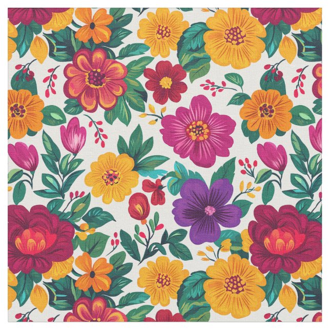 Tissu Extravagance florale de la Fiesta blanche (Fermer)