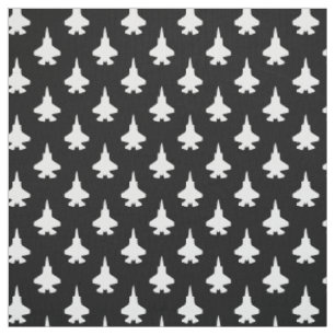 Tissu F-35 Éclair 2 Jets de chasse Motif Blanc Noir