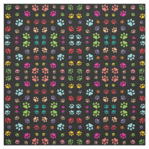 Tissu Fabric de design Empreintes de pattes colorés