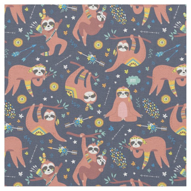 Tissu Fabric de Motif Sloth (Fermer)