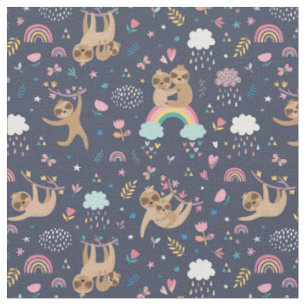 Tissu Fabric de Motif Sloth