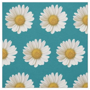 Tissu Faisceaux blancs sur floral turquoise foncé