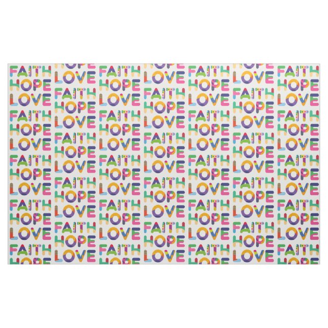 Tissu Faith Hope Love (Fat Quarter)