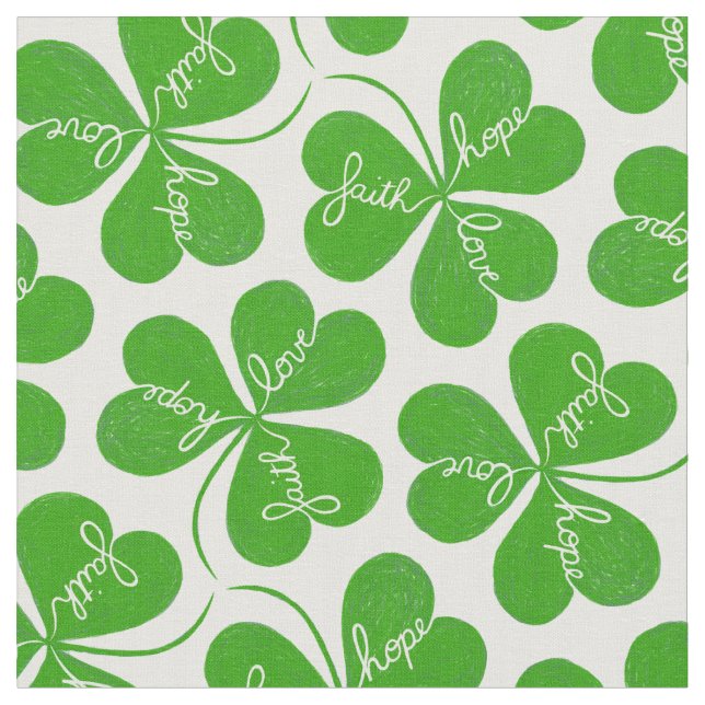 Tissu Faith Hope Love St Patrick's Day Shamrock Motif (Fermer)