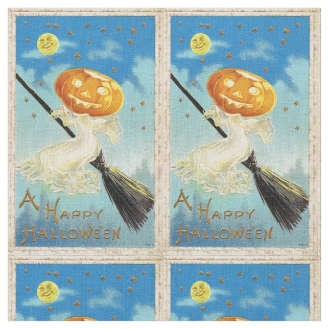 Tissu Falln Happy Halloween sorcière Citrouille (Fermer)