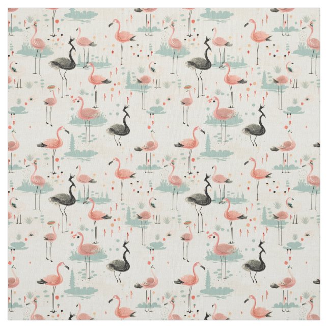 Tissu Fancy Feathes : Flamant rose Whimsy (Échantillon)