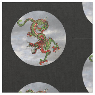Tissu Fantastique Dragon Red et Gold v3