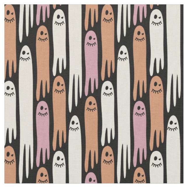 Tissu Fantômes amicaux couleurs rétro sur fond noir – Ha (Fermer)