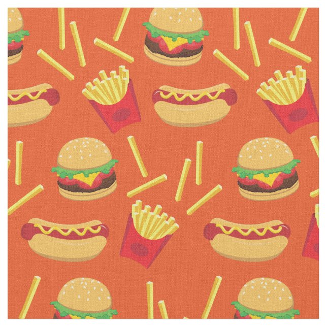 Tissu Fast Food Junk Burger Fries Hot Dog (Fermer)