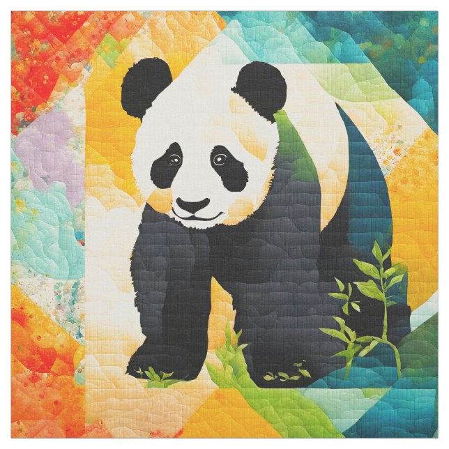 Tissu Faux quilt look Panda Bear cheer bloc (Échantillon)