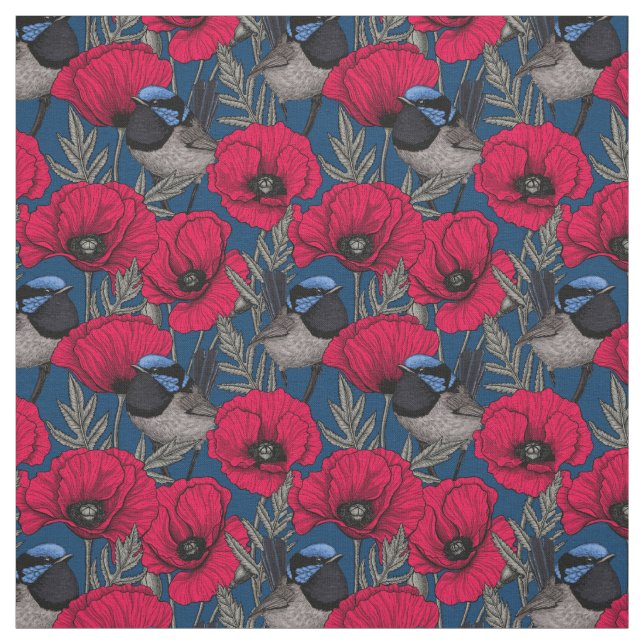 Tissu Fée et pavots (Échantillon)