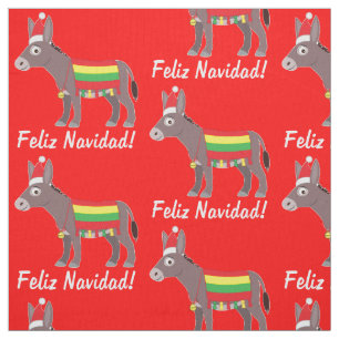 Tissu Feliz Navidad ! Burro habillé pour les fêtes