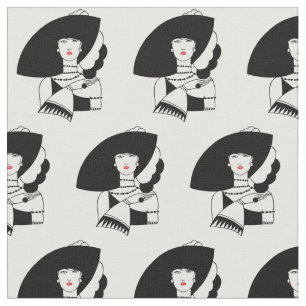 Tissu Femme Art Déco au grand chapeau gants RL