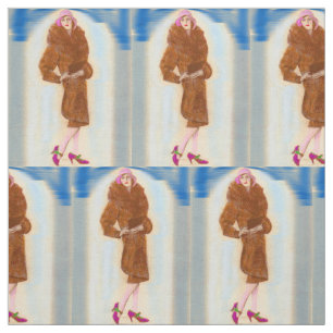Tissu femme glamour des années 1920 en manteau de fourru